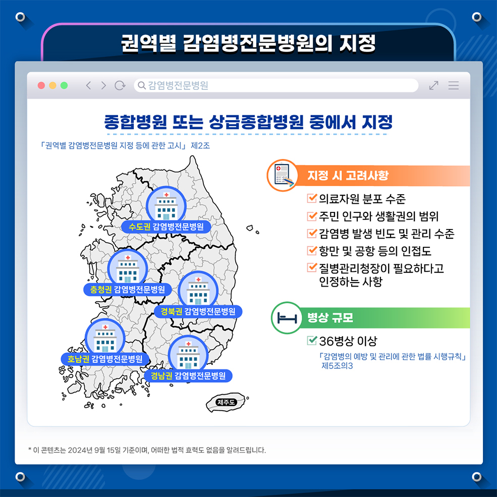 권역별 감염병전문병원 지정 안내 포스터