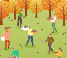 밤을 줍고있는 사람들 일러스트