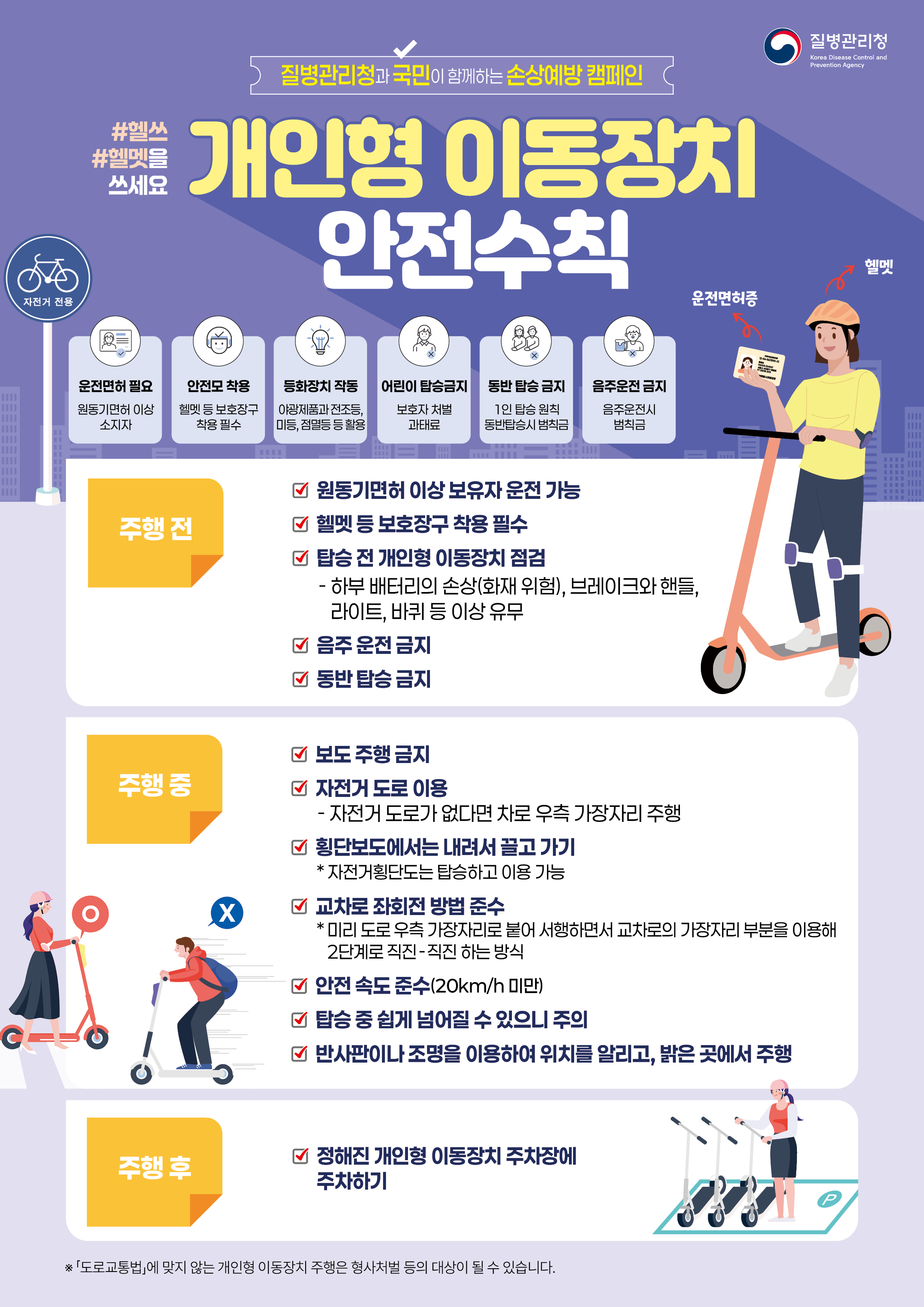 [헬쓰: 헬멧을 쓰세요] 개인형 이동장치 안전수칙 리플릿 및 안내문('25.4.3 기준)