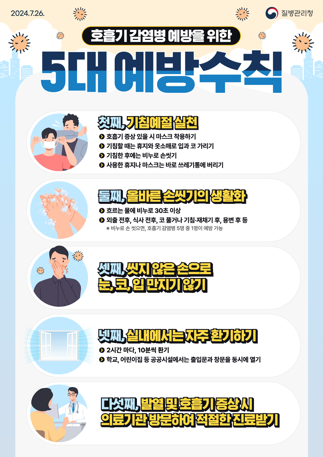 [다국어] 호흡기 감염병 예방을 위한 5대 예방수칙