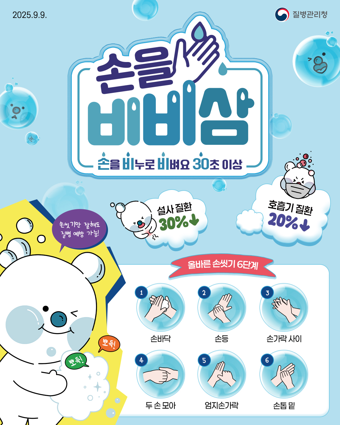 올바른 손씻기(손을 비비삼) 포스터